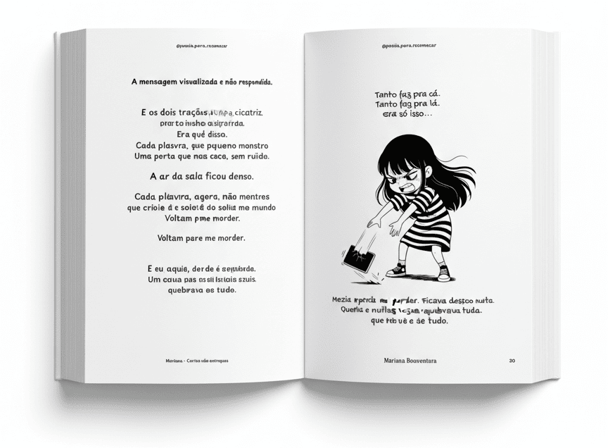 Visualização do e-book 'Mariana - Cartas não entregues' aberto em um tablet.